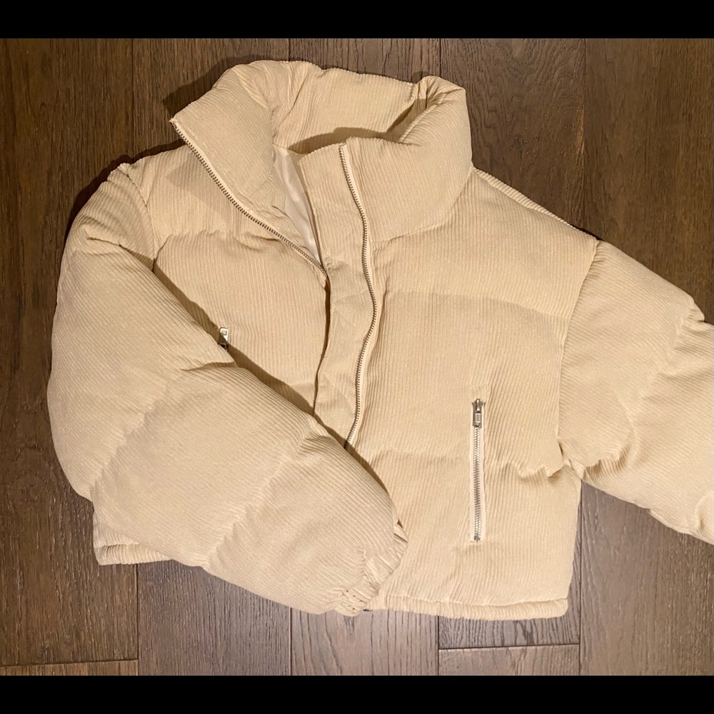 Corduroy Cream Puffer Jacket